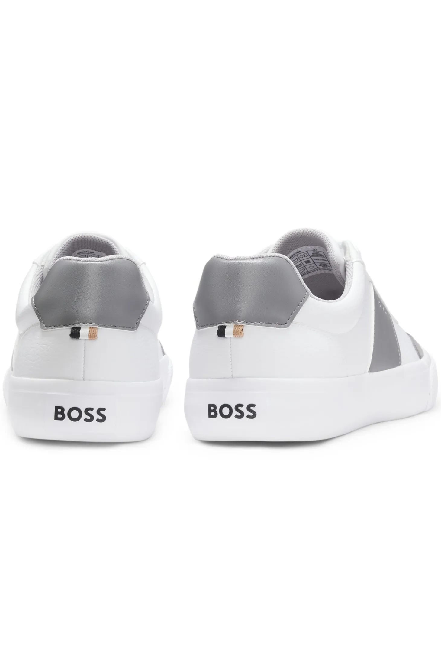 Grained faux-leather trainers with genuine leather trims