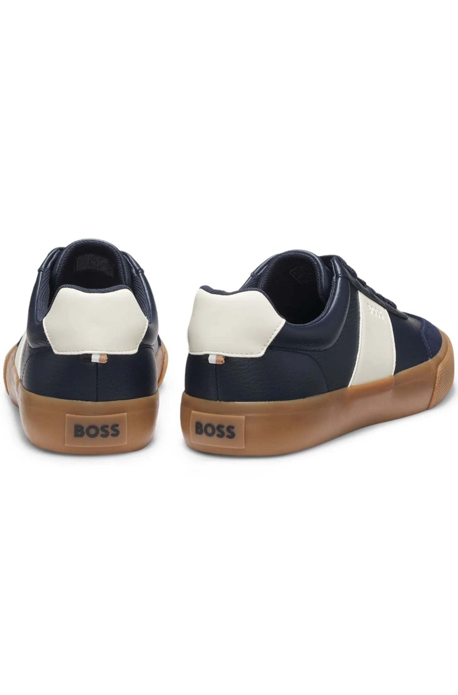 Grained faux-leather trainers with genuine leather trims
