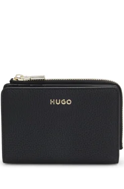 Grained faux-leather wallet with logo lettering
