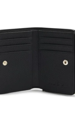Grained faux-leather wallet with logo lettering