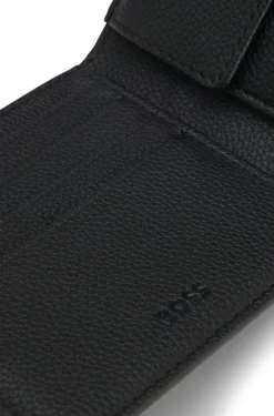 Grained faux-leather wallet with signature-stripe trim