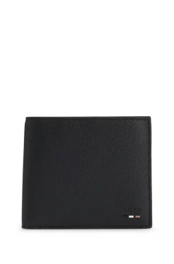 Grained faux-leather wallet with signature-stripe trim