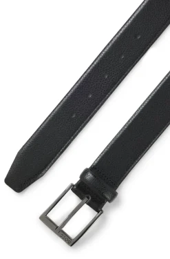 Grained Italian-leather belt with gunmetal pin buckle