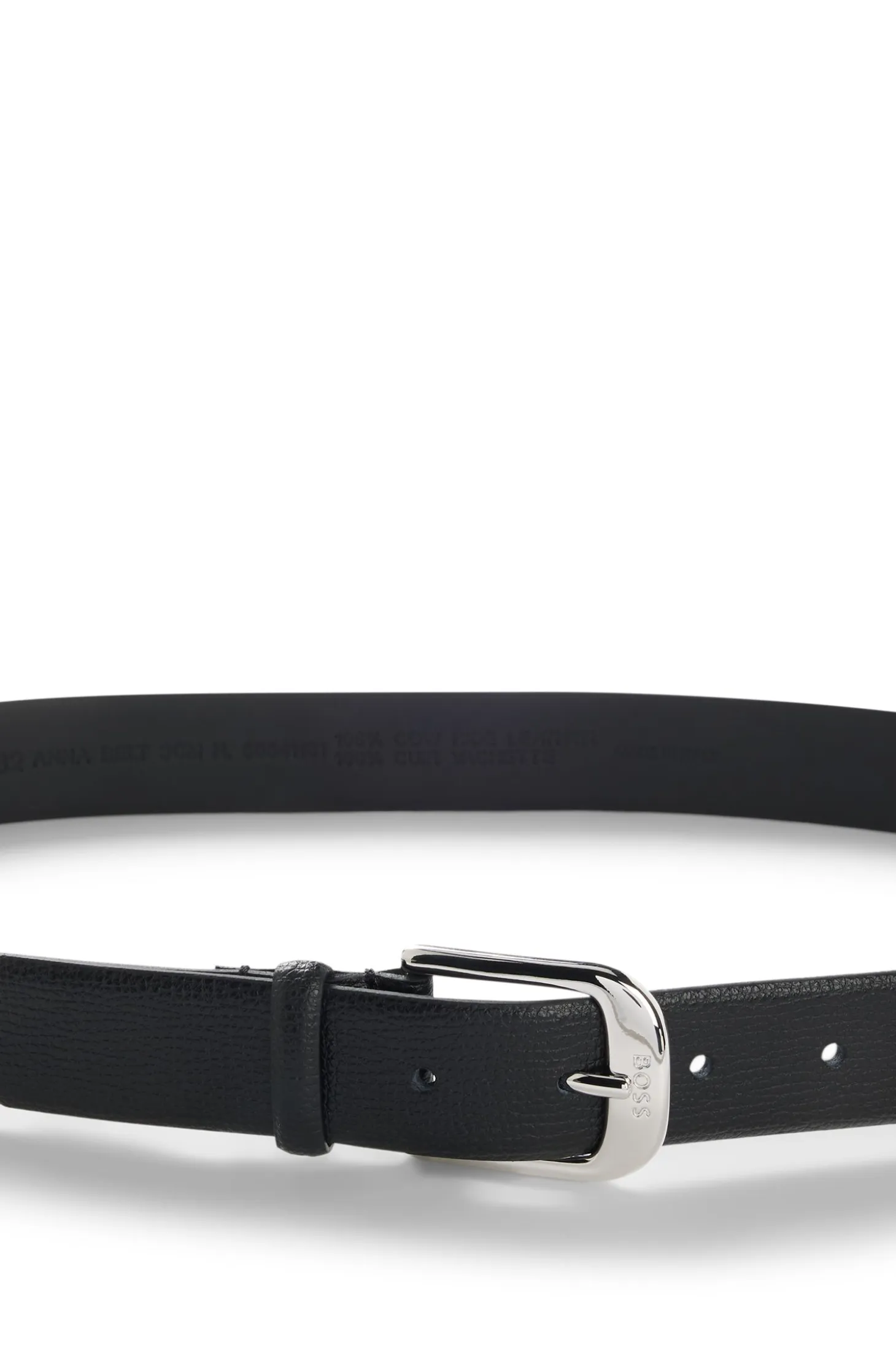 Grained Italian-leather belt with polished pin buckle