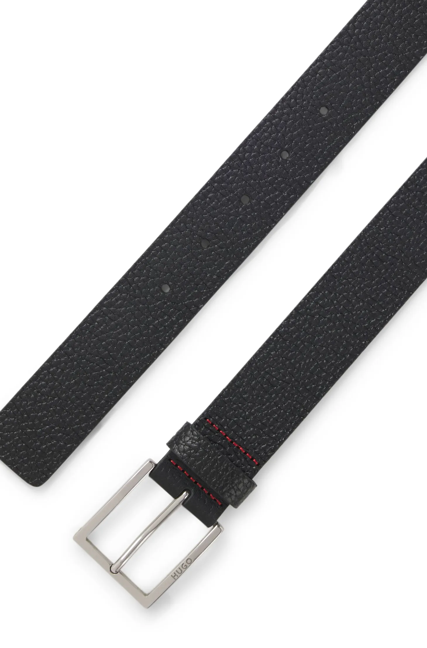 Grained leather belt