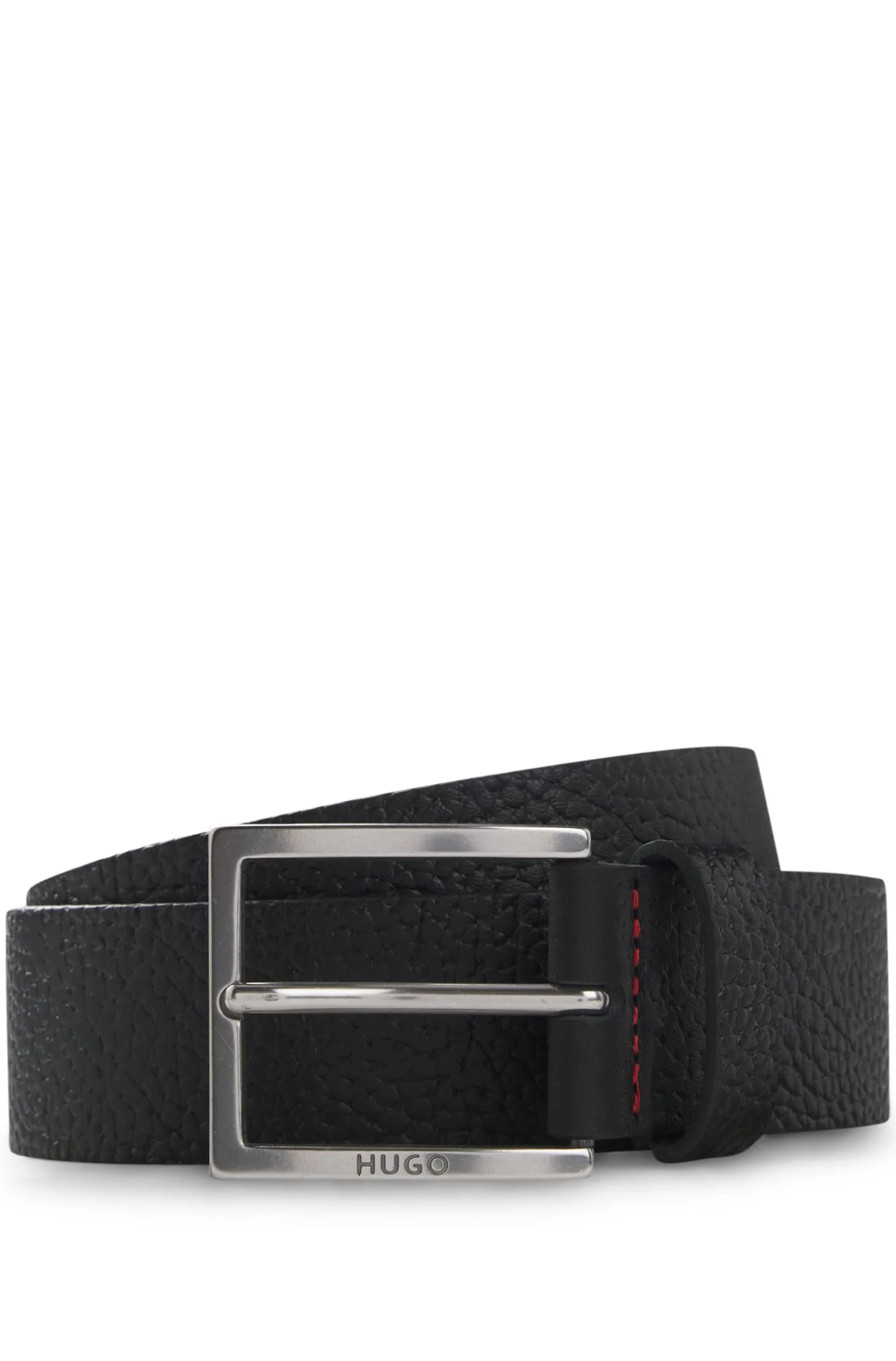 Grained leather belt