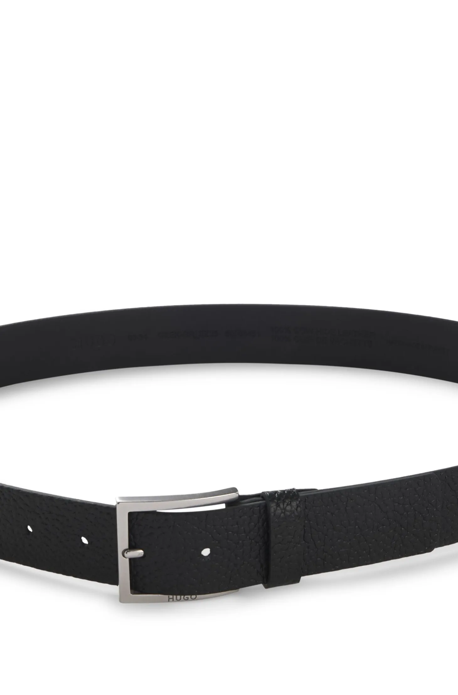 Grained leather belt