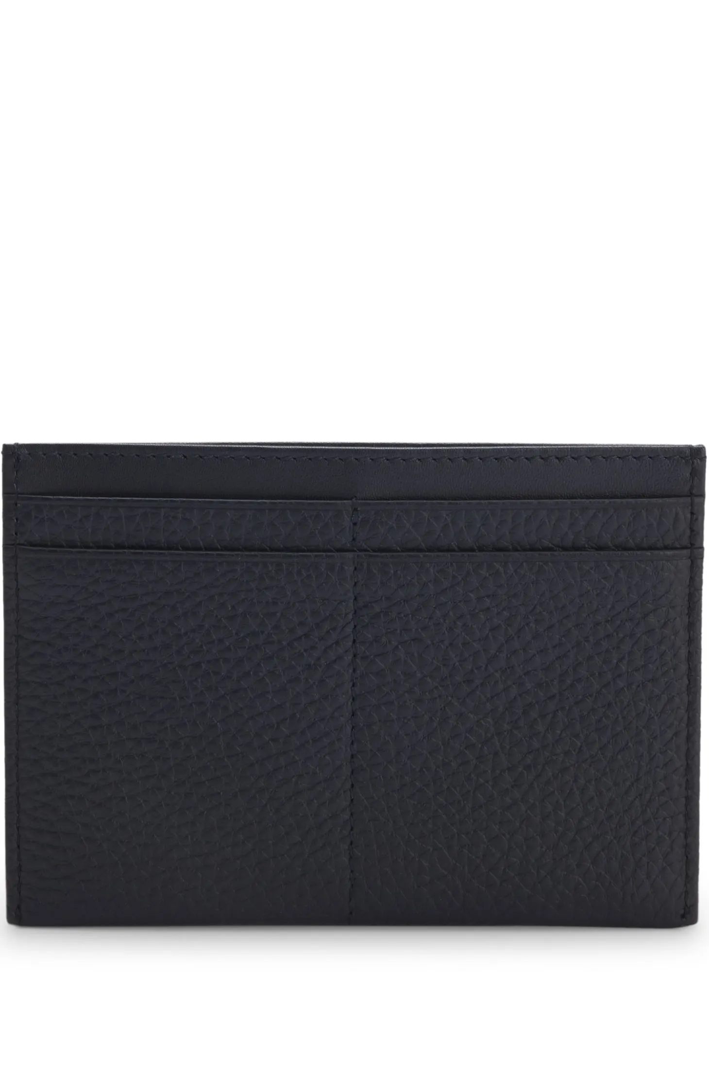 Grained-leather card holder with logo lettering