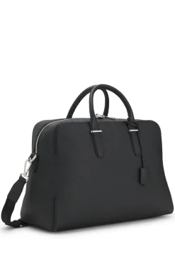 Grained-leather holdall with embossed logo