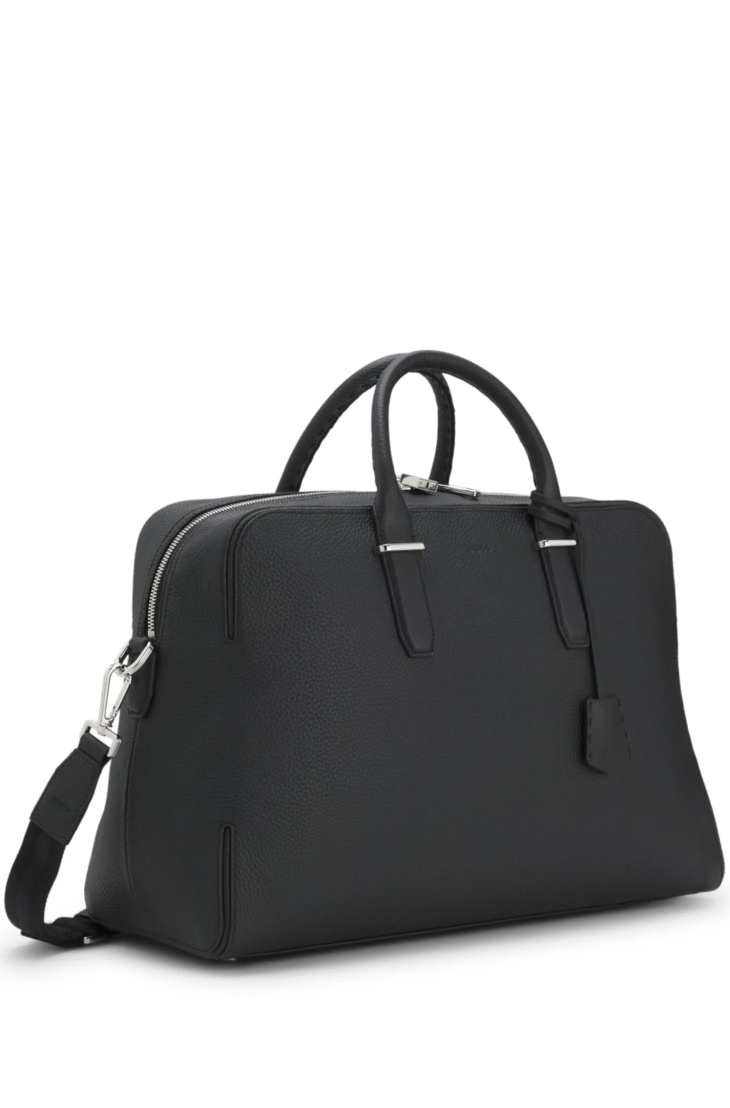 Grained-leather holdall with embossed logo