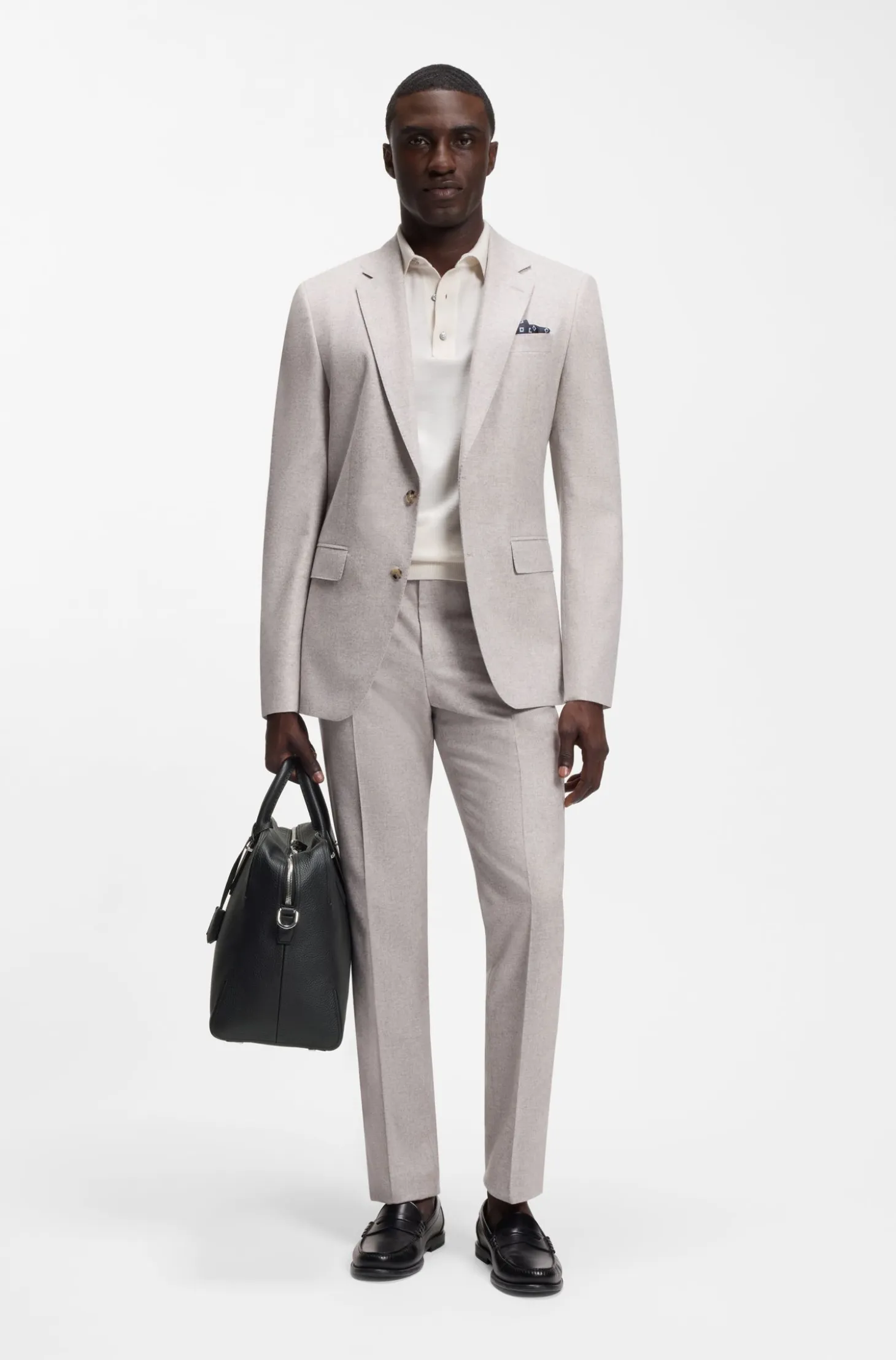 Grained-leather holdall with embossed logo