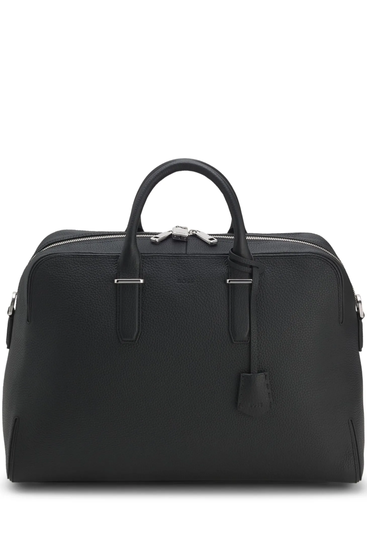 Grained-leather holdall with embossed logo