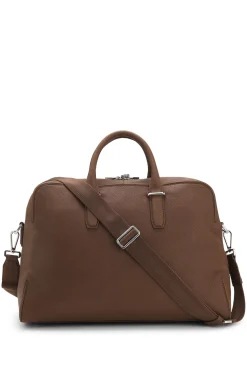 Grained-leather holdall with embossed logo