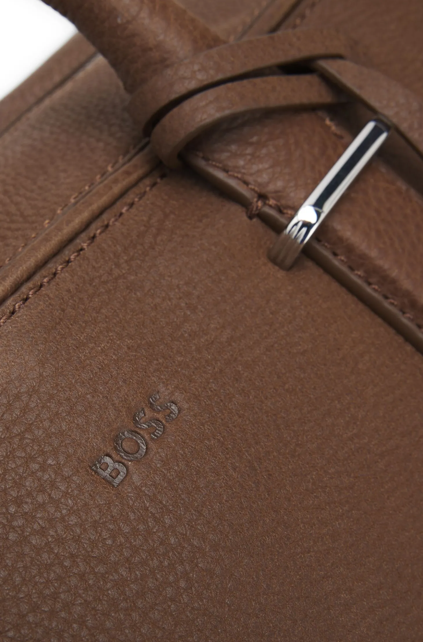 Grained-leather holdall with embossed logo