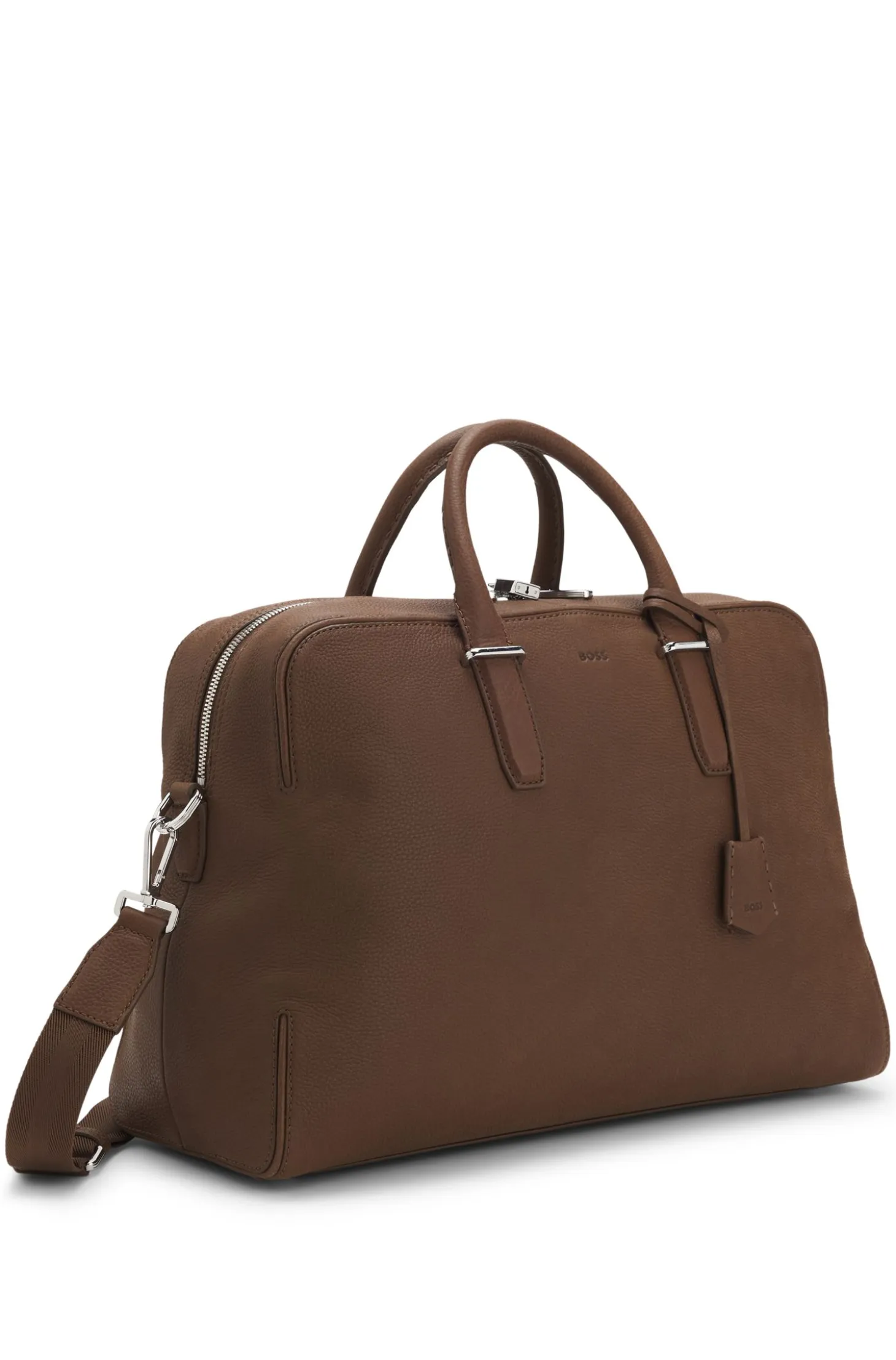 Grained-leather holdall with embossed logo