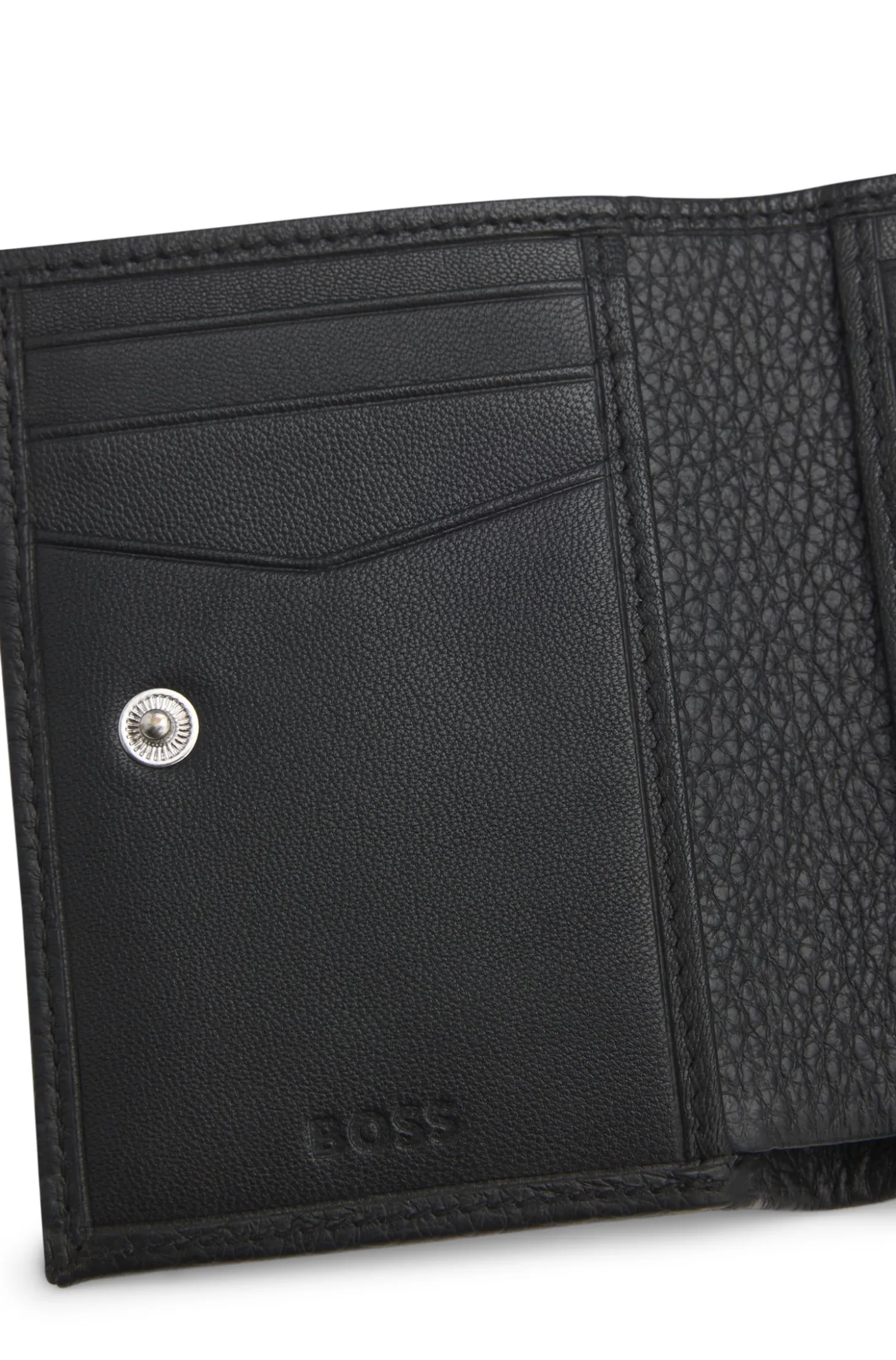 Grained-leather wallet with metallic logo lettering