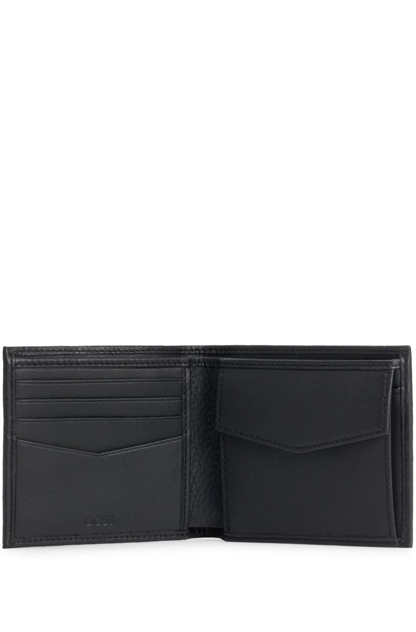 Grained-leather wallet with metal logo