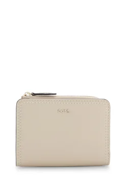 Grained-leather wallet with metallic logo lettering