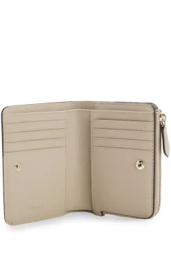 Grained-leather wallet with metallic logo lettering