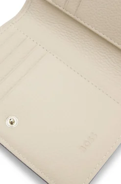 Grained-leather wallet with metallic logo lettering