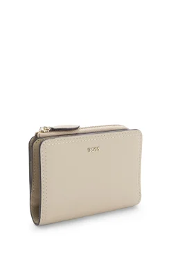 Grained-leather wallet with metallic logo lettering