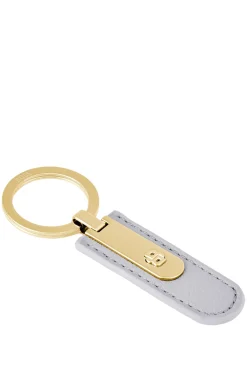Grained lilac key ring with golden Double B hardware