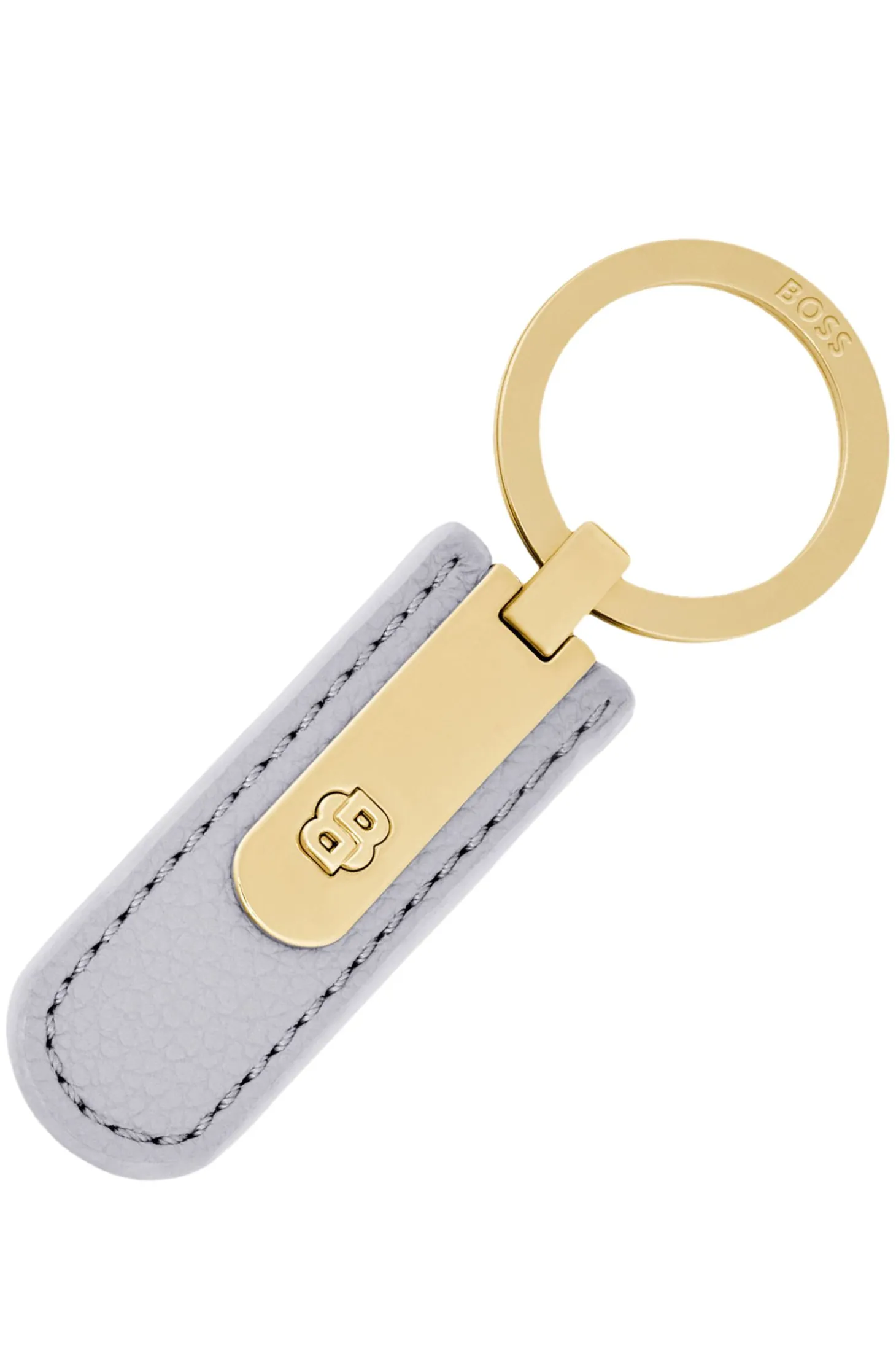 Grained lilac key ring with golden Double B hardware