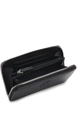 Grained ziparound wallet with Double B monogram