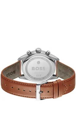 Grand Prix 44 chronograph watch with perforated leather strap