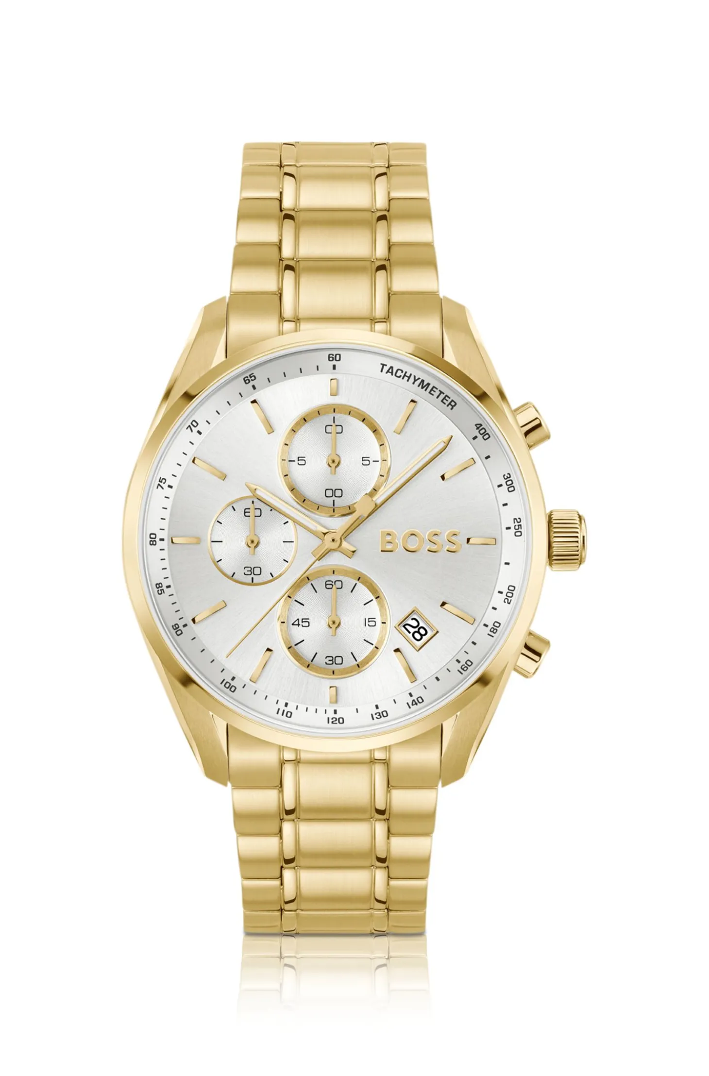 GRAND PRIX 40 Gold-tone watch with silver-white dial
