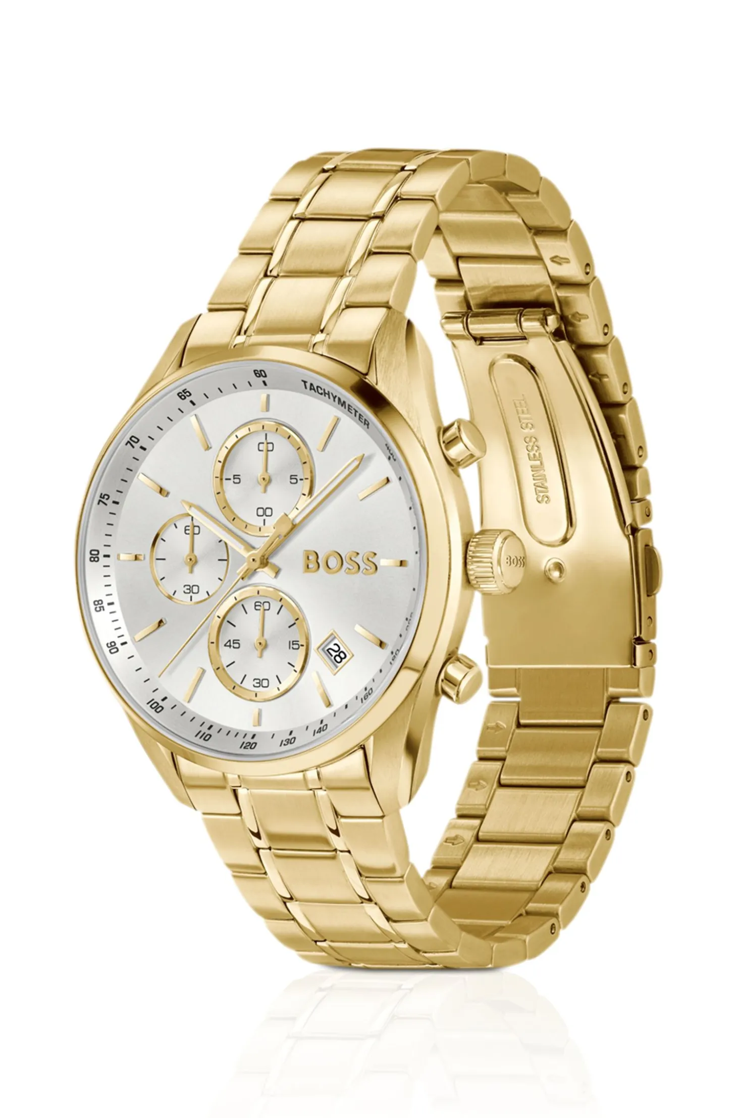 GRAND PRIX 40 Gold-tone watch with silver-white dial
