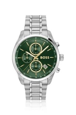 GRAND PRIX 44 Green-dial watch with steel bracelet