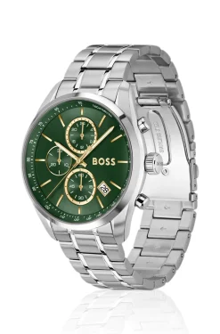 GRAND PRIX 44 Green-dial watch with steel bracelet