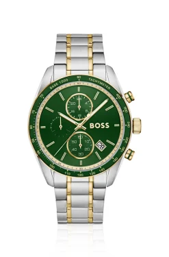 Grand Prix Vitesse two-tone watch with green dial