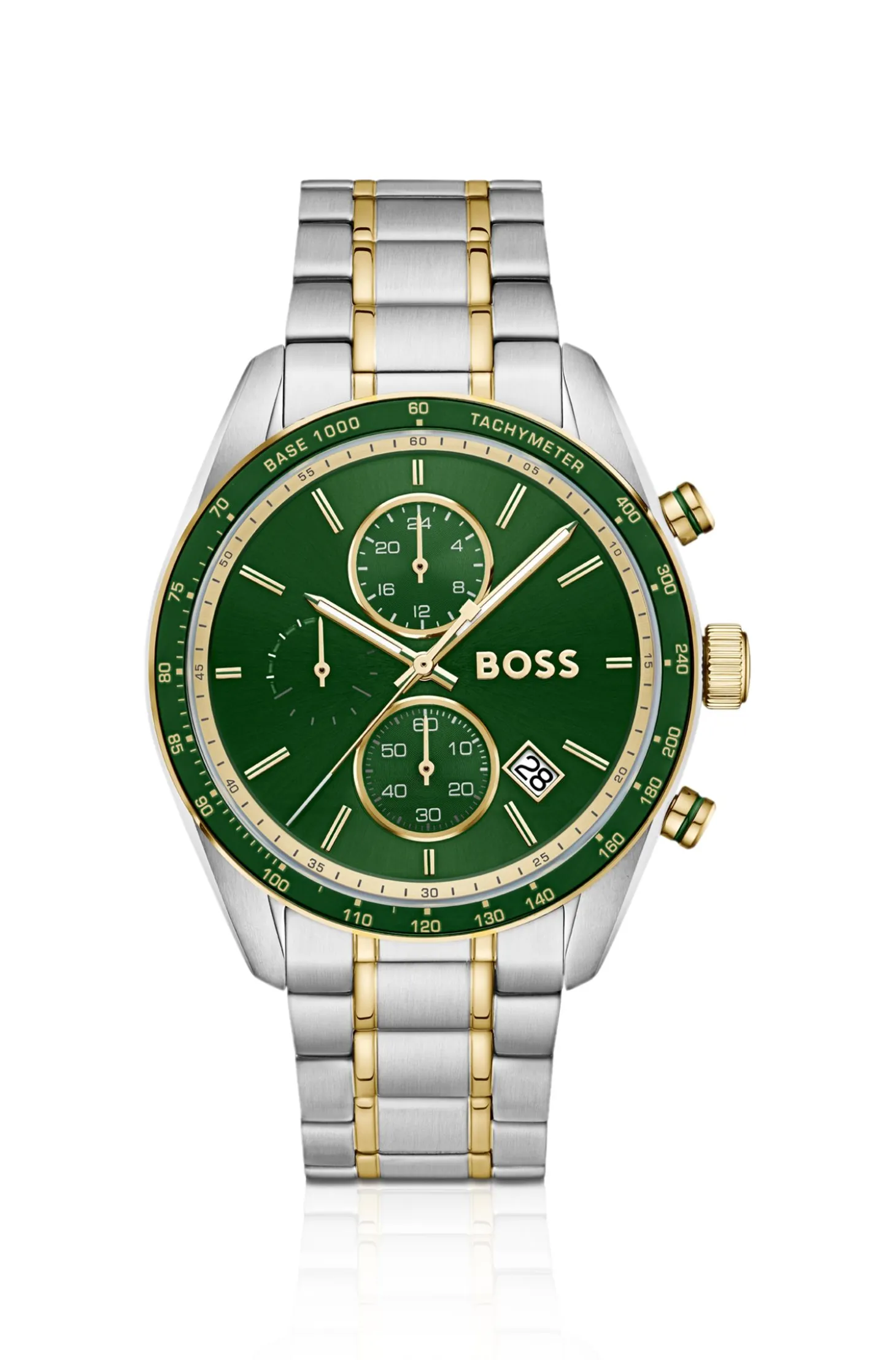 Grand Prix Vitesse two-tone watch with green dial