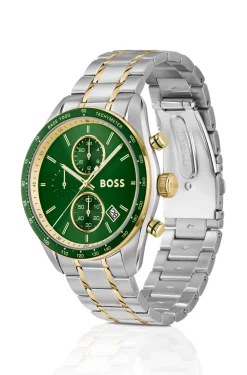 Grand Prix Vitesse two-tone watch with green dial