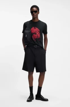 Graphic-print T-shirt in cotton jersey