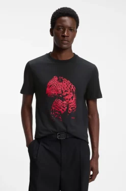 Graphic-print T-shirt in cotton jersey