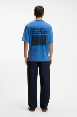Graphic-print T-shirt in washed cotton jersey