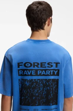 Graphic-print T-shirt in washed cotton jersey