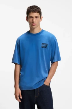 Graphic-print T-shirt in washed cotton jersey