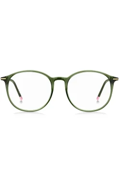 Green-acetate optical frames with gold-tone detailing