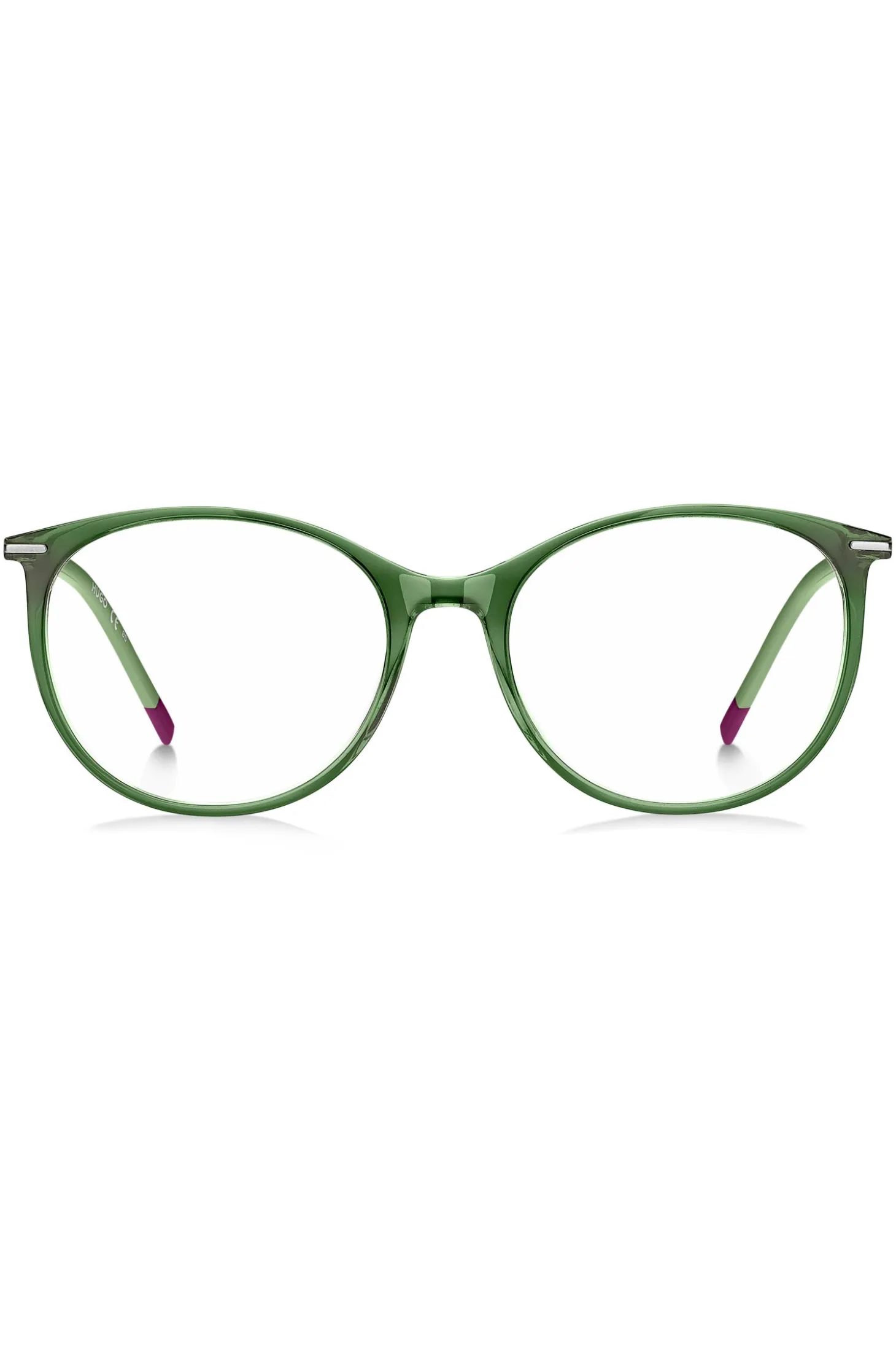 Green-acetate optical frames with stainless-steel temples