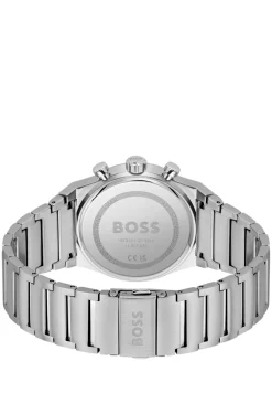 Green-dial chronograph watch in silver-tone steel