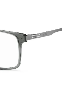 Grey-acetate optical frames with temple stripe