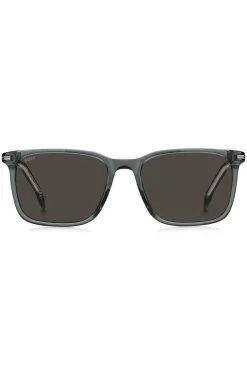 Grey-acetate sunglasses with silver-tone trims