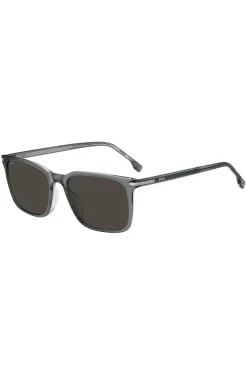 Grey-acetate sunglasses with silver-tone trims