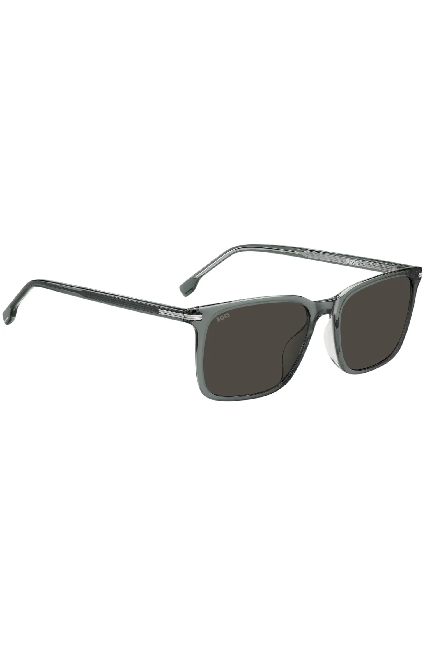 Grey-acetate sunglasses with silver-tone trims