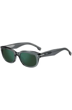 Grey-acetate sunglasses with green lenses