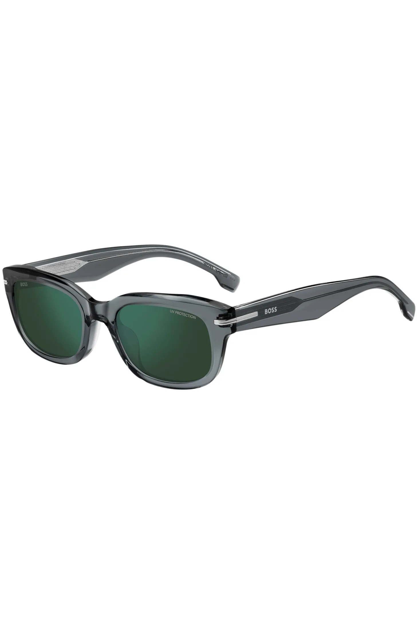 Grey-acetate sunglasses with green lenses